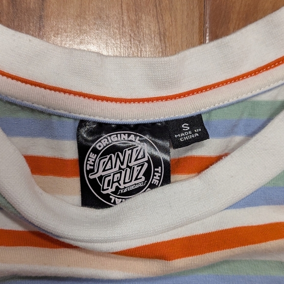 Santa Cruz Long Sleeve Cotton‎ Tee Multicolor Stripe Graphic Women's Small EUC - Picture 5 of 6